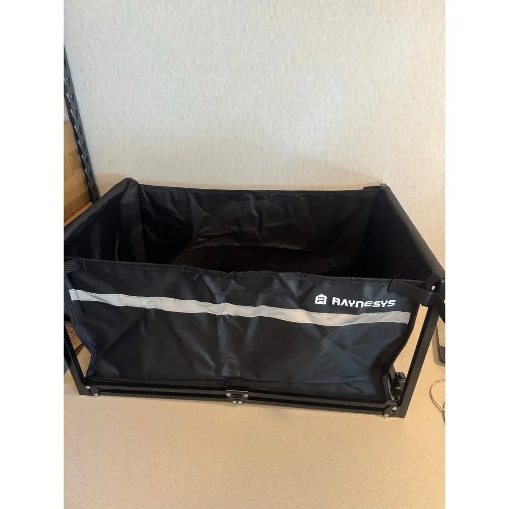 RAYHEEBS Collapsible Rolling Storage Bin Crate Black Folding Fabric Cart Wheels